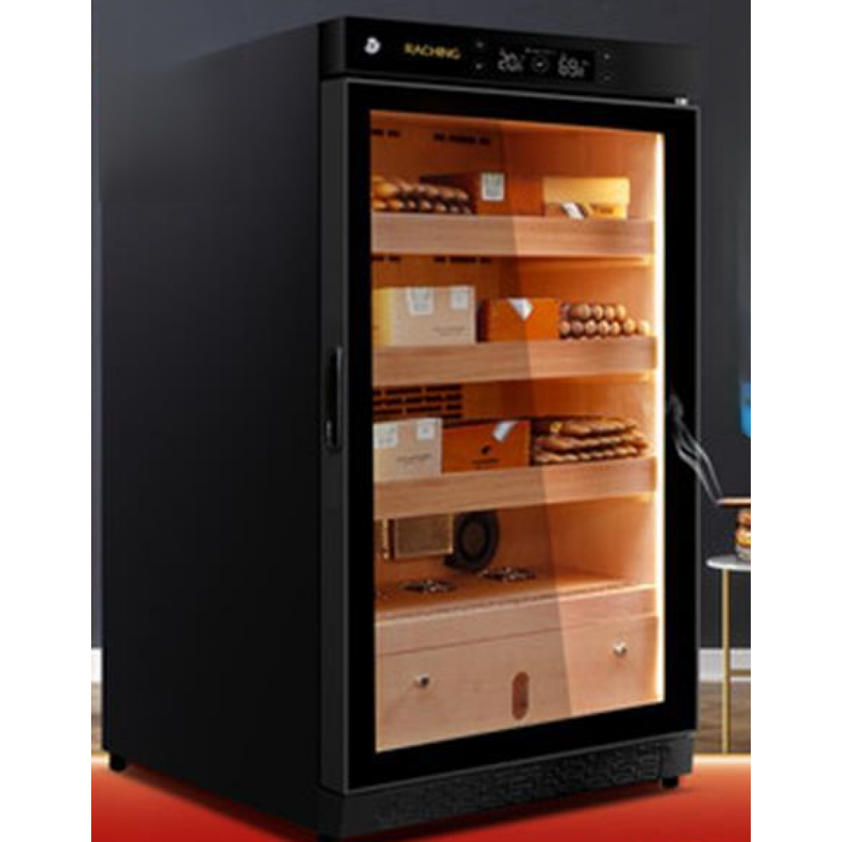 Vincellar C150A-CABK 3層恆溫雪茄櫃 (星空黑/加拿大雪松木)